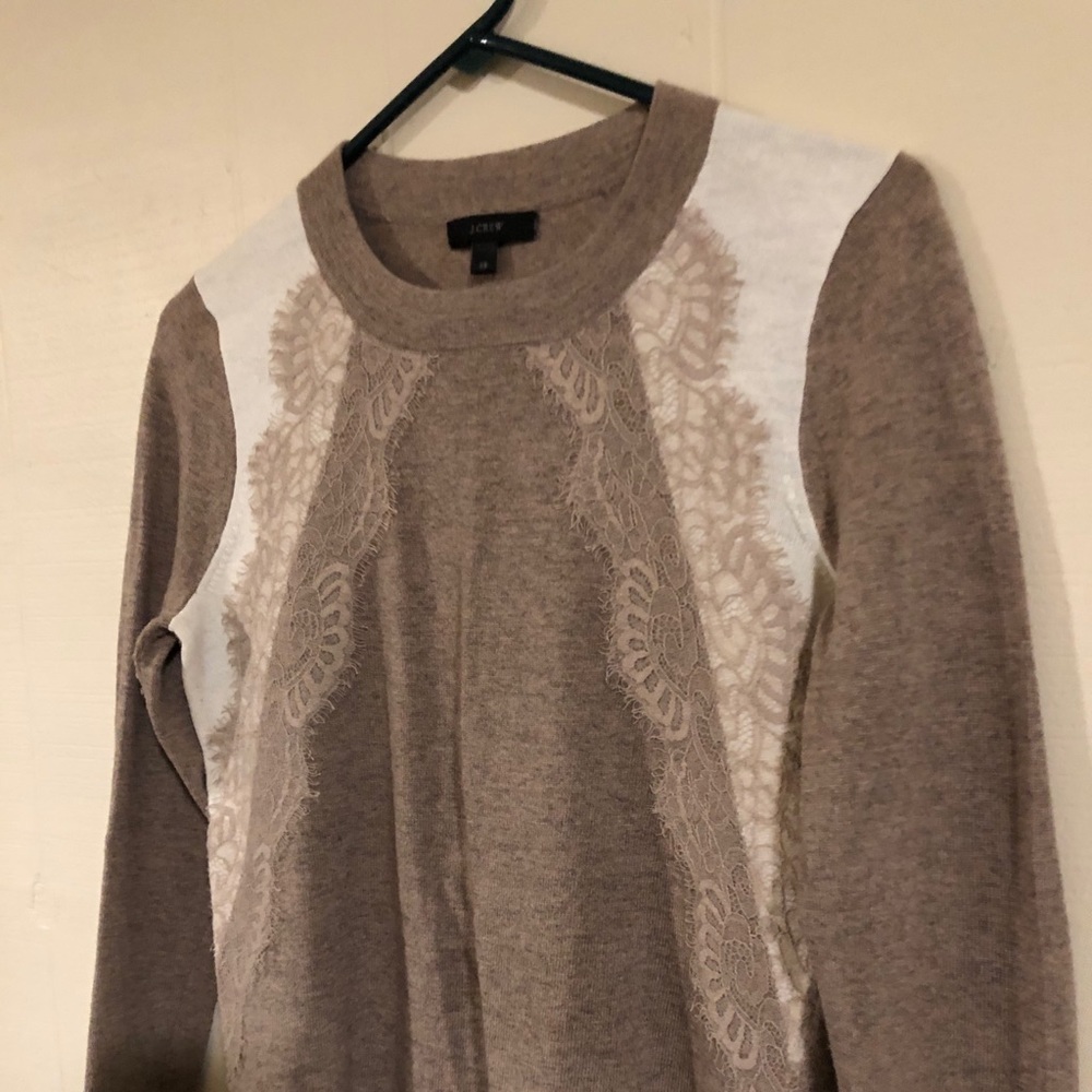 Jcrew wool and lace sweater
